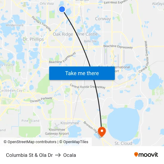 Columbia St & Ola Dr to Ocala map
