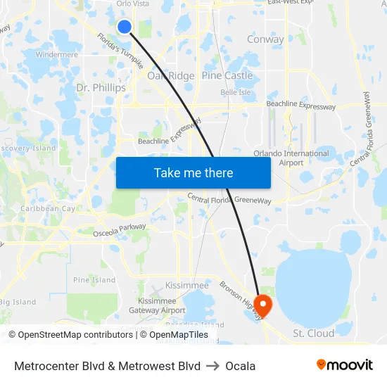 Metrocenter Blvd & Metrowest Blvd to Ocala map