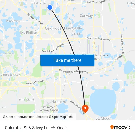Columbia St & S Ivey Ln to Ocala map