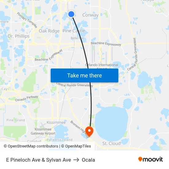 E Pineloch Ave & Sylvan Ave to Ocala map