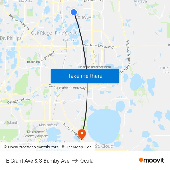 E Grant Ave & S Bumby Ave to Ocala map