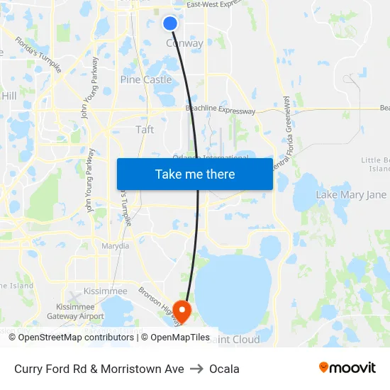 Curry Ford Rd & Morristown Ave to Ocala map