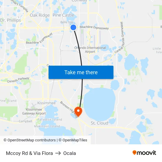 Mccoy Rd & Via Flora to Ocala map