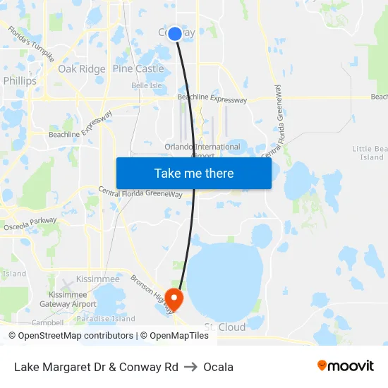 Lake Margaret Dr & Conway Rd to Ocala map