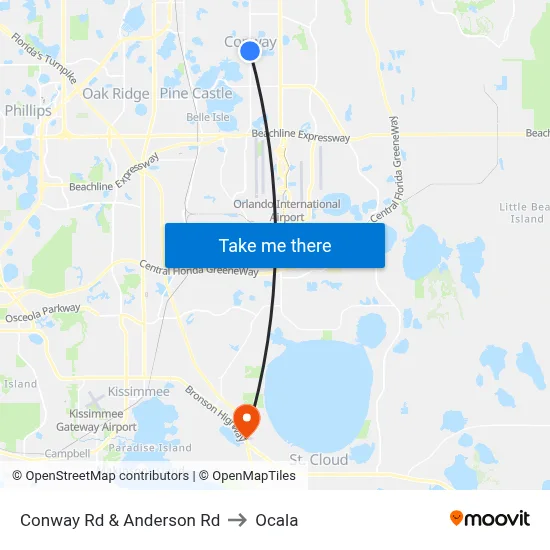 Conway Rd & Anderson Rd to Ocala map