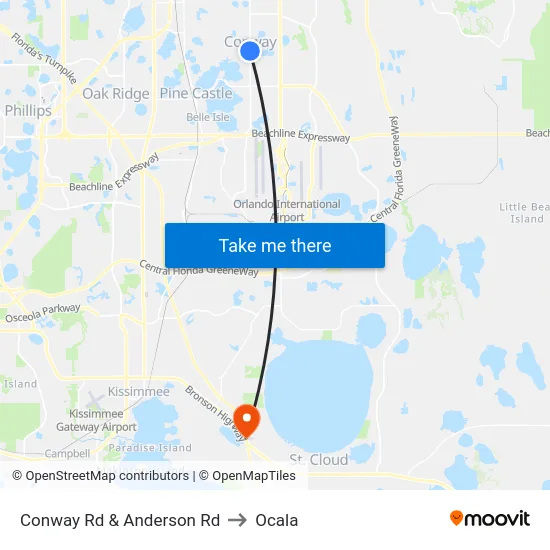 Conway Rd & Anderson Rd to Ocala map