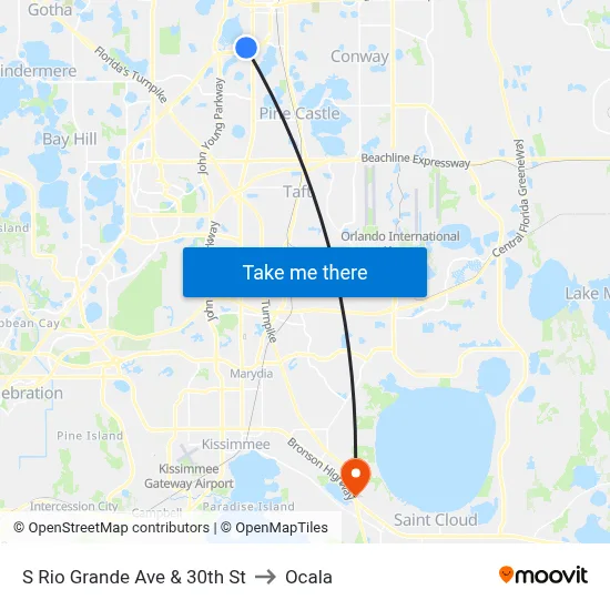 S Rio Grande Ave & 30th St to Ocala map