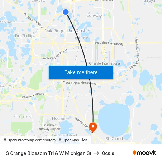S Orange Blossom Trl & W Michigan St to Ocala map
