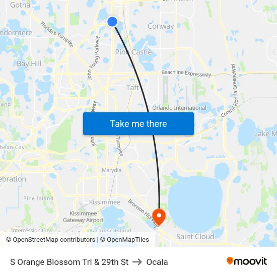 S Orange Blossom Trl & 29th St to Ocala map