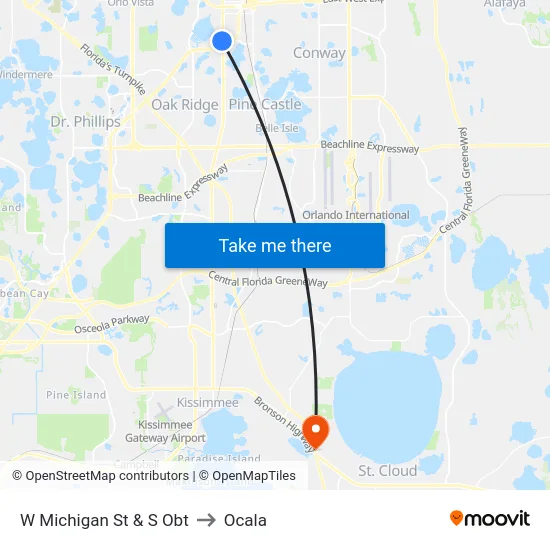 W Michigan St & S Orange Blossom Trl to Ocala map