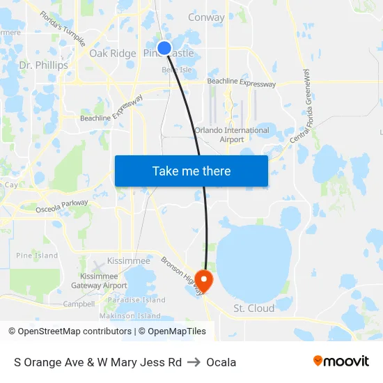 S Orange Ave & W Mary Jess Rd to Ocala map