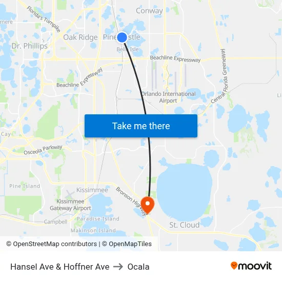 Hansel Ave & Hoffner Ave to Ocala map