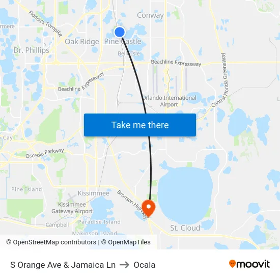 S Orange Ave & Jamaica Ln to Ocala map
