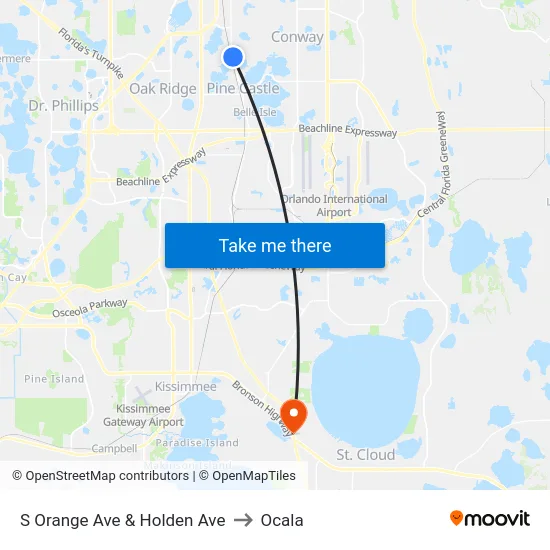S Orange Ave And Holden Ave to Ocala map