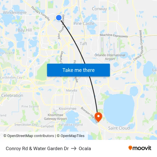 Conroy Rd & Water Garden Dr to Ocala map