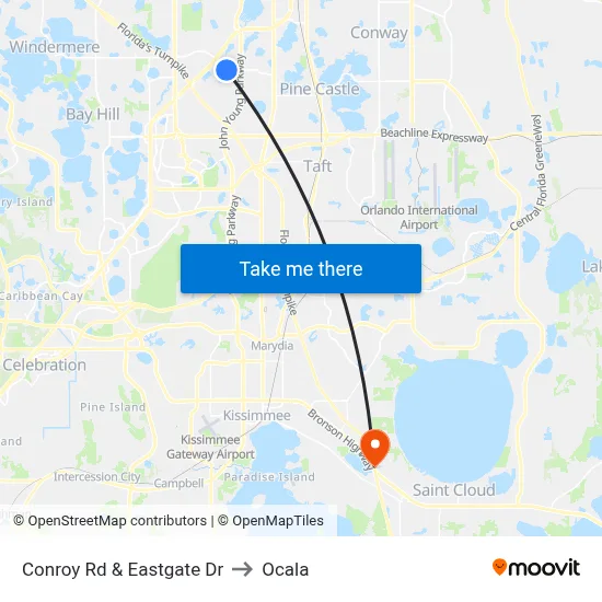 Conroy Rd & Eastgate Dr to Ocala map