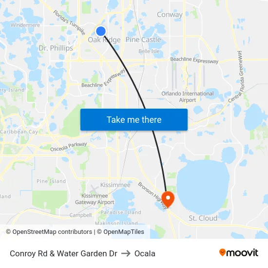 Conroy Rd & Water Garden Dr to Ocala map