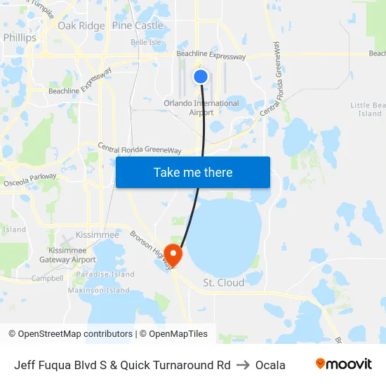 Jeff Fuqua Blvd S & Quick Turnaround Rd to Ocala map