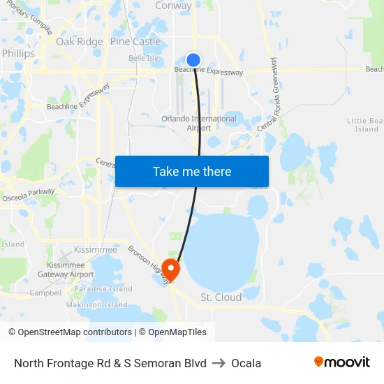 North Frontage Rd & S Semoran Blvd to Ocala map