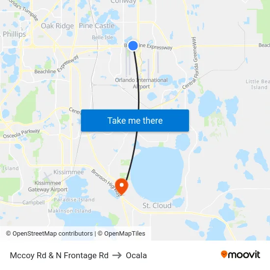 Mccoy Rd & N Frontage Rd to Ocala map