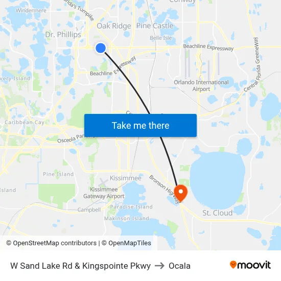 W Sand Lake Rd & Kingspointe Pkwy to Ocala map