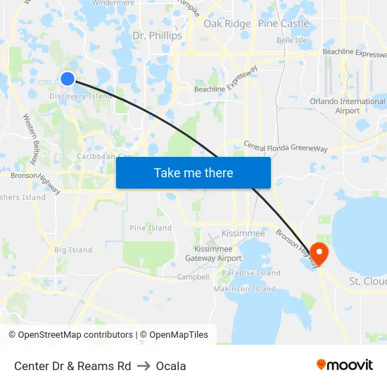Center Dr & Reams Rd to Ocala map