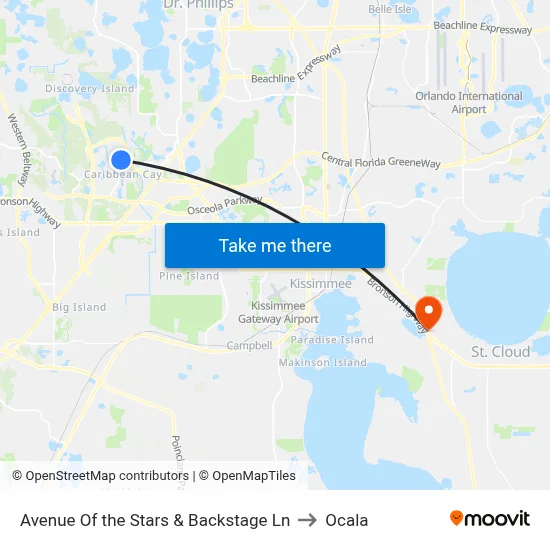 Avenue Of the Stars & Backstage Ln to Ocala map