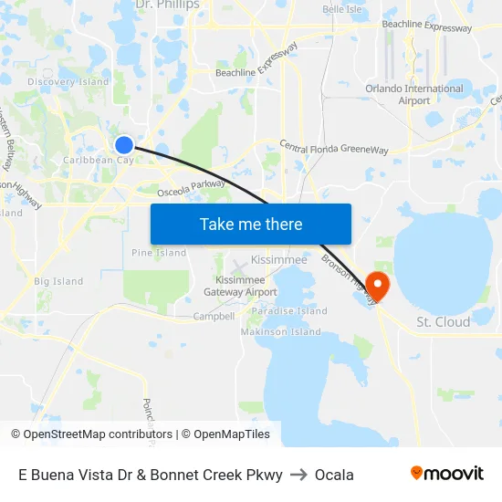 E Buena Vista Dr & Bonnet Creek Pkwy to Ocala map