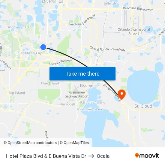 Hotel Plaza Blvd & E Buena Vista Dr to Ocala map