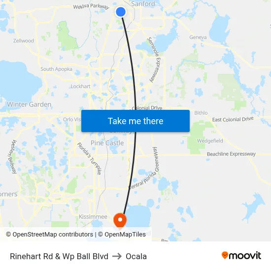 Rinehart Rd & Wp Ball Blvd to Ocala map