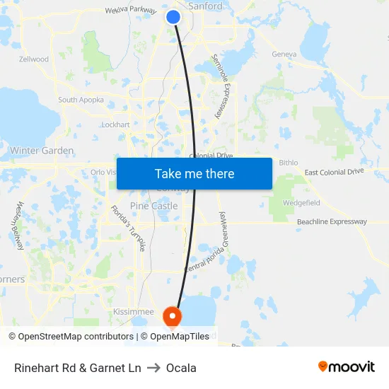 Rinehart Rd & Garnet Ln to Ocala map