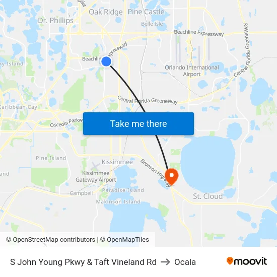 S John Young Pkwy & Taft Vineland Rd to Ocala map