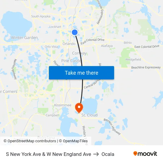 S New York Ave & W New England Ave to Ocala map