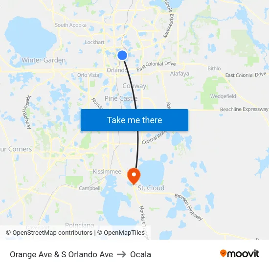Orange Ave & S Orlando Ave to Ocala map