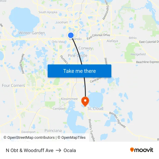 N Orange Blossom Trl & Woodruff Ave to Ocala map