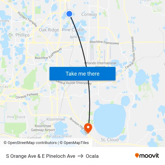 S Orange Ave & E Pineloch Ave to Ocala map