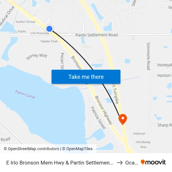 E Irlo Bronson Mem Hwy & Partin Settlement Rd to Ocala map
