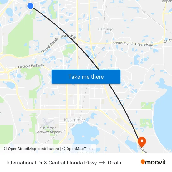 International Dr & Central Florida Pkwy to Ocala map