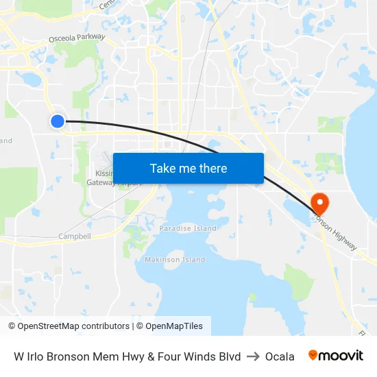 W Irlo Bronson Mem Hwy & Four Winds Blvd to Ocala map