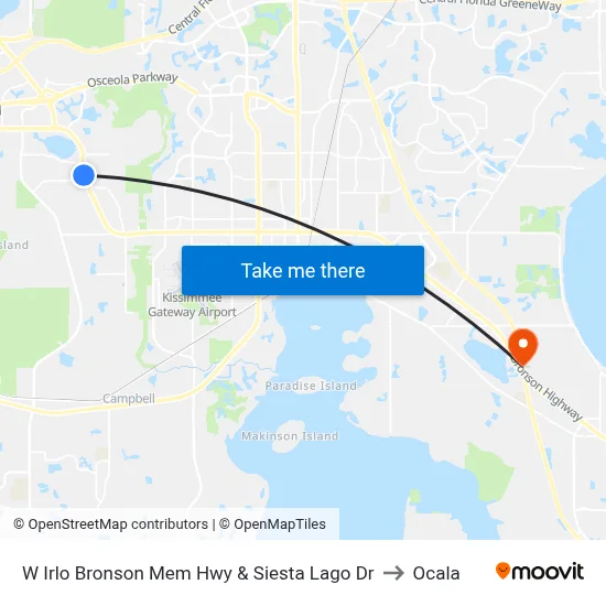 W Irlo Bronson Mem Hwy & Siesta Lago Dr to Ocala map
