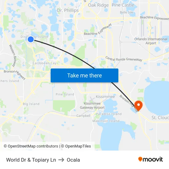 World Dr & Topiary Ln to Ocala map