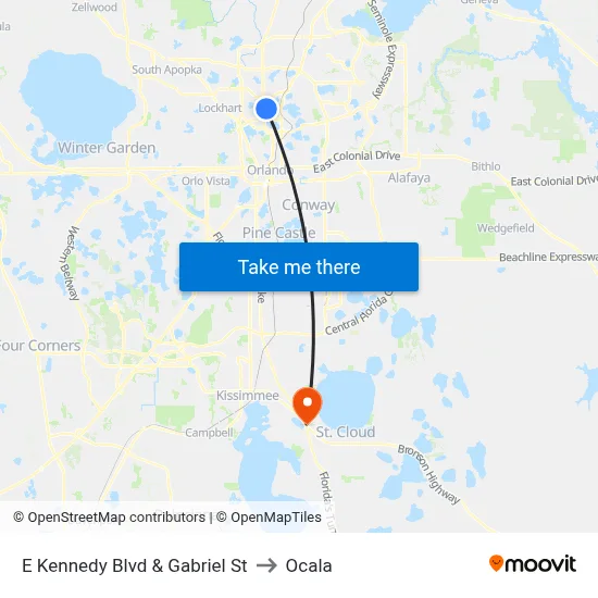 E Kennedy Blvd & Gabriel St to Ocala map