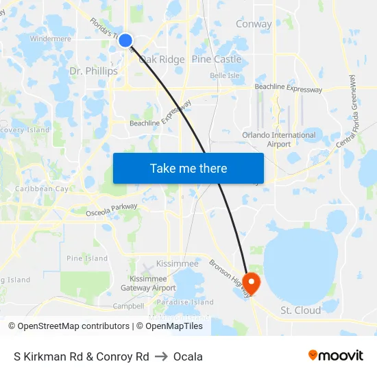 S Kirkman Rd & Conroy Rd to Ocala map