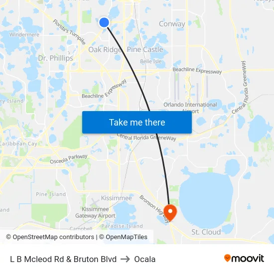 L B Mcleod Rd & Bruton Blvd to Ocala map