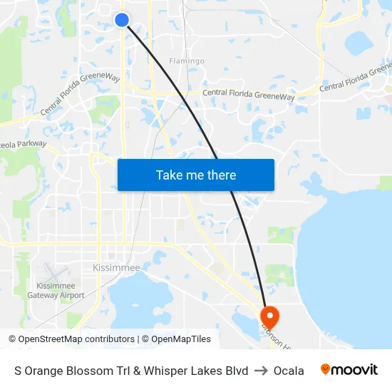 S Orange Blossom Trl & Whisper Lakes Blvd to Ocala map