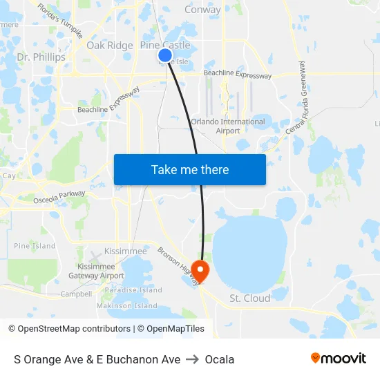 S Orange Ave & E Buchanon Ave to Ocala map