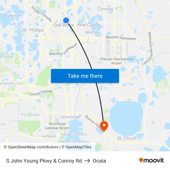 S John Young Pkwy & Conroy Rd to Ocala map