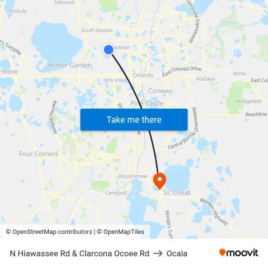 N Hiawassee Rd & Clarcona Ocoee Rd to Ocala map