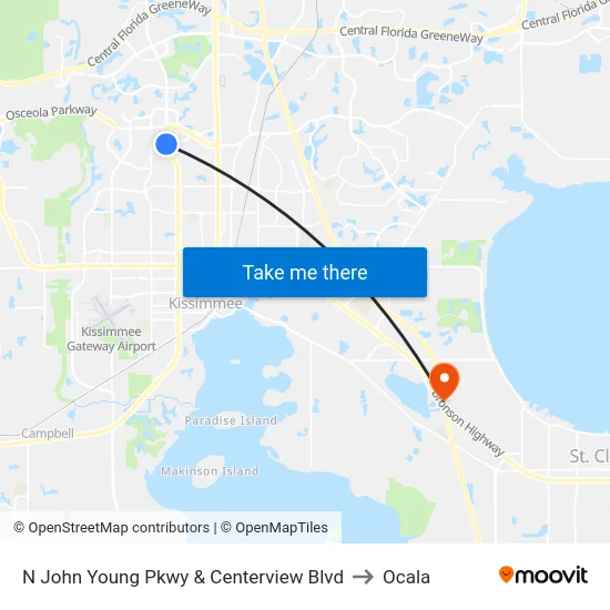 N John Young Pkwy And Centerview Blvd to Ocala map
