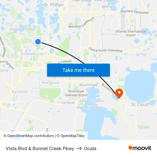Vista Blvd & Bonnet Creek Pkwy to Ocala map